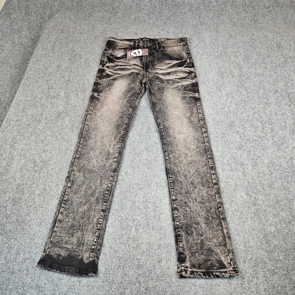 Encrypted Skinny Fit Jeans Black Wash Acid Finish Size 16 E821290-BW-A19